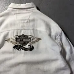 Harley Davidson ベストシャツ 刺繍ロゴ 白色 L 1258 - メルカリ