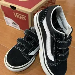 バンズ　VANS Old SkoolV ブラック/ホワイト ベルクロ　13cm