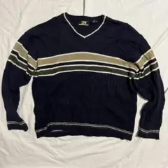 ニット　セーター　ヴィンテージ　vネック　ボーダー　21MEN 韓国製
