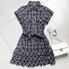 Burberry バーバリー ワンピース フリンジ ベルト ツイード - メルカリ