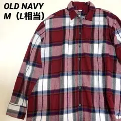 オールドネイビー フランネル長袖シャツ 赤と白のチェック柄　M（L相当）