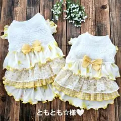 ともとも☆様❤ミモザ♡4段ティアードワンピース♡ハンドメイド犬服♡