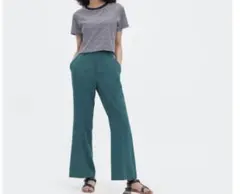 UNIQLO ドレープ フレア パンツ スラックス グリーン M