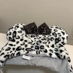 ヒョウ柄ミニーファンキャップ ホワイトブラック