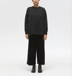 mizuiro ind クルーネックワイドプルオーバーライトグレー美品ポリニット