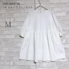 ⁠ザショップTK シワ加工ペプラムブラウス M ホワイト 七分袖 大人可愛いのサムネイル