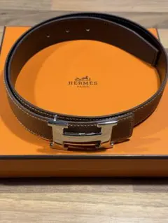 極美品】エルメス 24 リバーシブルベルト 5382 シルバーバックル