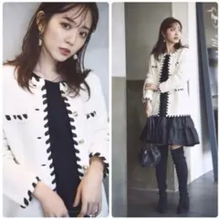 【美品】 Apuweiser-riche 長袖　配色デザインニットジャケット