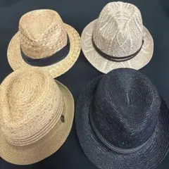 麦わら帽子 中折れハット 4点セット