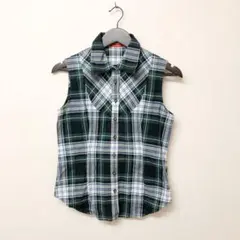 Yorkland ヨークランド シャツ チェック ノースリーブ 袖なし 襟