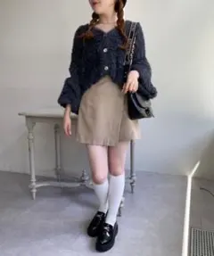 NICE CLAUP フェザーショートカーディガン