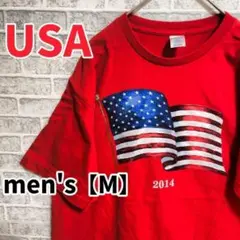 【F549】made in U.S.A 半袖プリントTシャツ【M】レッド