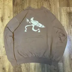 00s Hanes c-boy茶スウェットトレーナープリントボックスシルエットS