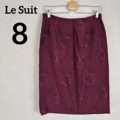 Le Suit ルスーツ バラ柄 タイトスカート 【8】 ワインレッド 海外古着
