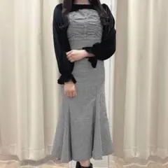 AnMILLE アンミール フロントリボンマーメイドOP　千鳥柄