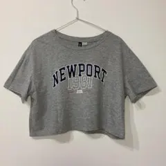 H&M クロップドTシャツ Mサイズ グレーのサムネイル