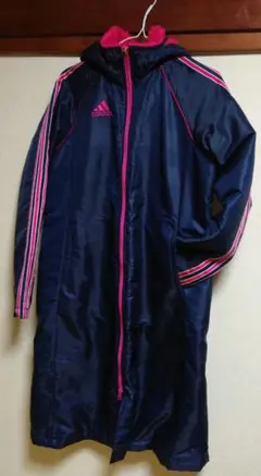 美品！adidas フリース裏地 レディースベンチコート Sサイズネイビー