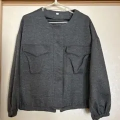 グレー スウェットジャケット ポケット付き