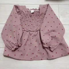 コトリ ハート柄バルーンスリーブトップス 90