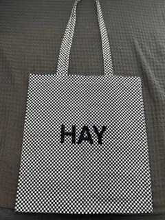 HAY　TOTE　白黒ブロックチェック柄　トートバッグ
