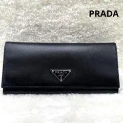 極美品 PRADA プラダ 長財布 2つ折り 三角ロゴ サフィアーノ フラップ