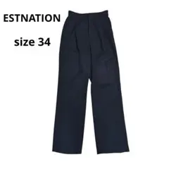 【ESTNATION】ストレート パンツ スラックス ブラック