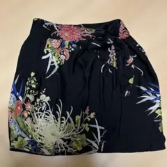 花柄フレアスカート 黒　ザラ　オリエンタル　和柄