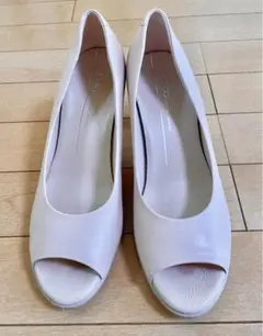 ECCO ピンクベージュ オープントゥパンプス