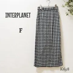 INTERPLANET ギンガムチェック ロングスカートモノトーン 美シルエットのサムネイル