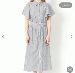 gorge ベルト付き袖フレアワンピース　ブラック