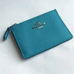 【未使用】COACH コーチ ターコイズ キーリング付コインケース カードケース