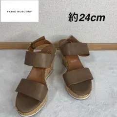 ファビオルスコーニ　レディース　レザー　ウェッジ　サンダル　24cm