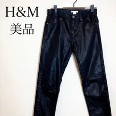 H&M コーティングパンツ 黒 S レディース スキニー ストレッチ 韓国 美品