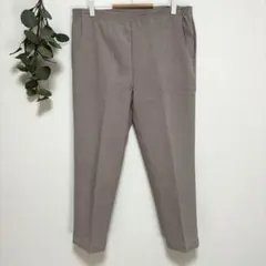 グレーベージュ スラックス カジュアルパンツ オフィス女子 ウエストゴム 細身