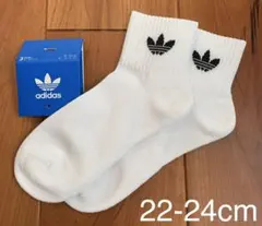 新品　アディダス　22-24cm ミッドカット アンクルソックス　白1足セットのサムネイル