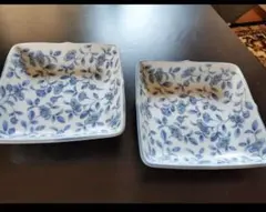 新品未使用　タチキチ　角皿　２枚　染め付け　在庫ありますのサムネイル