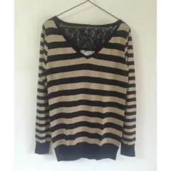 Rouge vif 肩レースニット ボーダー