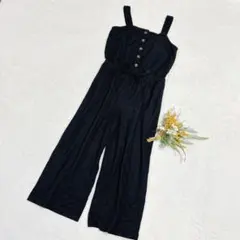 【ジーユー】ボタンコンビネゾン サロペット ブラック 大きいサイズ XL ●