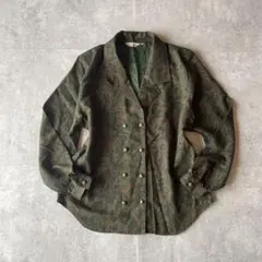 80s Vintage ペイズリー柄 シャツ ダブルブレスト レトロ エスニック