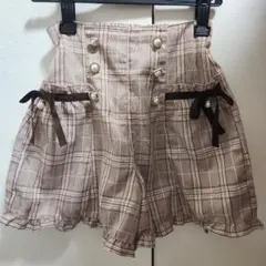 axes femme ピンク×ブラウンチェック キュロット