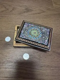 新品未使用 デッドストック 牡丹唐草 松花堂弁当箱 天然木 26cm 昭和