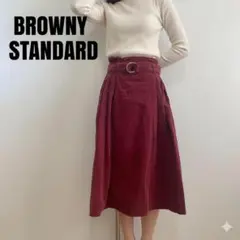 BROWNY STANDARD バーガンディ フレアスカート　コーデュロイ　赤のサムネイル