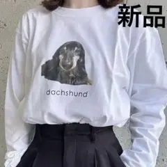 merrylatte フォト風デザインロンT 犬　ダックスフンド　Tシャツ　長袖