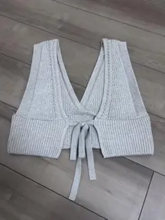 グレー Vネック ニットビスチェ