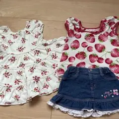 mezzo piano いちご柄トップスとスカートセット　シャーリーテンプル