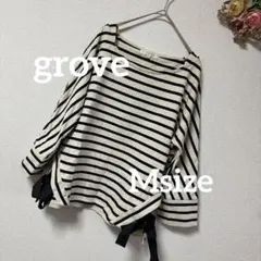 grove ボートネック ボーダー カットソー Mサイズ グローブ