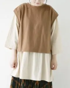 Samansa Mos2　ベスト付ギャザーTシャツ　（未使用）のサムネイル