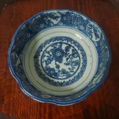 骨董　印判　図変わり　7寸皿　4客 骨董 印判 図変わり 7寸皿 4客 染付印判7寸皿 明治/