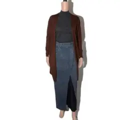 美品。スリードッツ     薄手ニットロングカーディガン    止めなし羽織のサムネイル