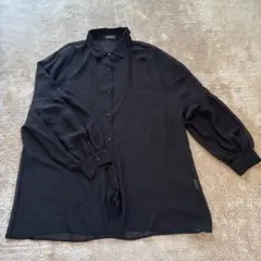 SUREVE ブラック 長袖シャツ バルーンスリーブ　シアー